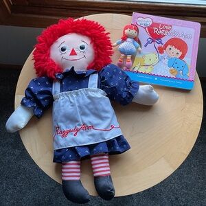 17” Raggedy Ann Doll with Storybook - Red Hair and Blue Dress
